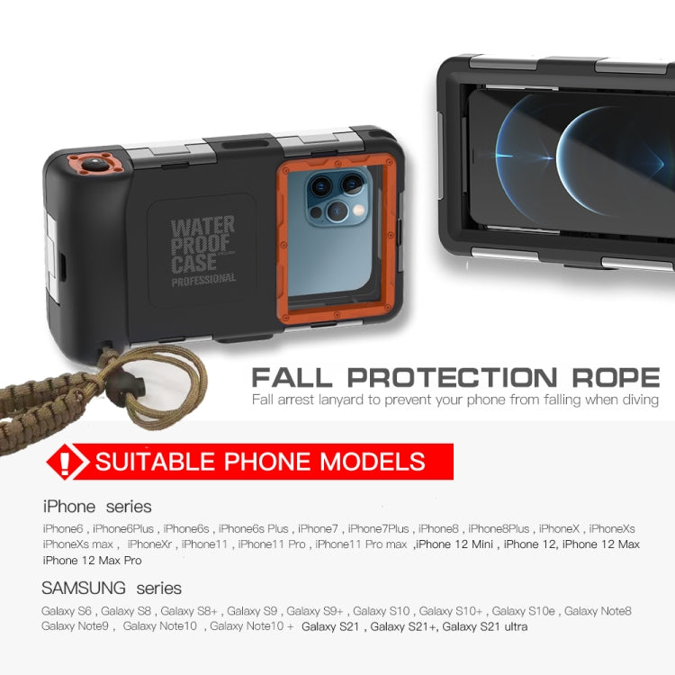 RedPepper 2nd Generation Diving Waterproof Protective Case, Waterproof depth: 15m(Black + Orange) - free shipping - PMC Jewellery - Order now!