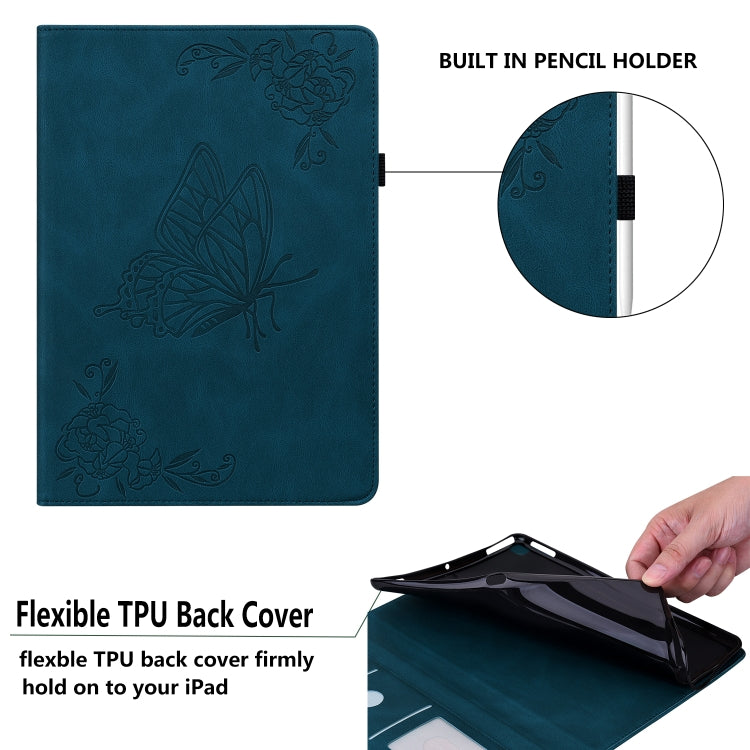 For Huawei MatePad 11 2021 Butterfly Flower Embossed Leather Tablet Case(Blue) - Huawei by PMC TechLife | Online Shopping South Africa | PMC TechLife | Buy Now Pay Later Mobicred