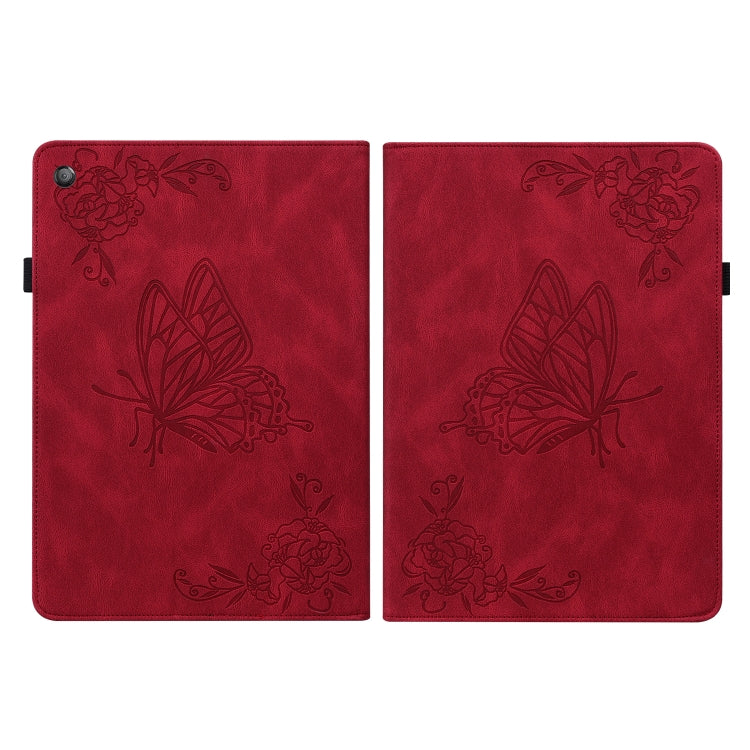 For Amazon Kindle Fire HD 10 2019 / 2017 Butterfly Flower Embossed Leather Tablet Case(Red) - Amazon by PMC TechLife | Online Shopping South Africa | PMC TechLife | Buy Now Pay Later Mobicred