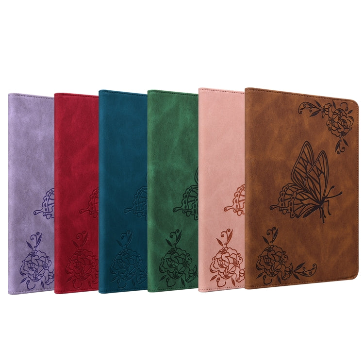 For Amazon Kindle Fire HD 10 2019 / 2017 Butterfly Flower Embossed Leather Tablet Case(Red) - Amazon by PMC TechLife | Online Shopping South Africa | PMC TechLife | Buy Now Pay Later Mobicred