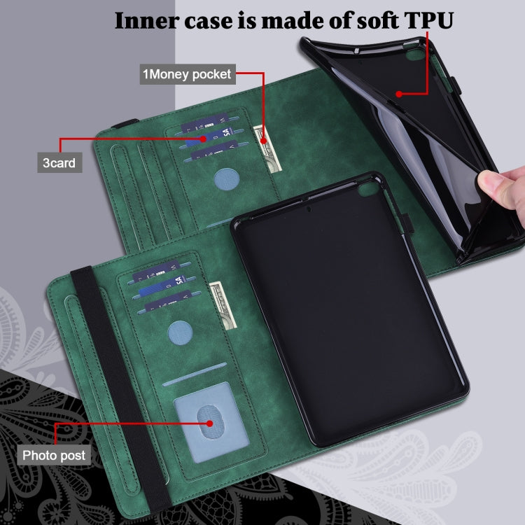 For Lenovo M10 Plus 10.6 3rd Gen 2022 Lace Flower Embossing Pattern Leather Tablet Case(Green) - Lenovo by PMC TechLife | Online Shopping South Africa | PMC TechLife | Buy Now Pay Later Mobicred