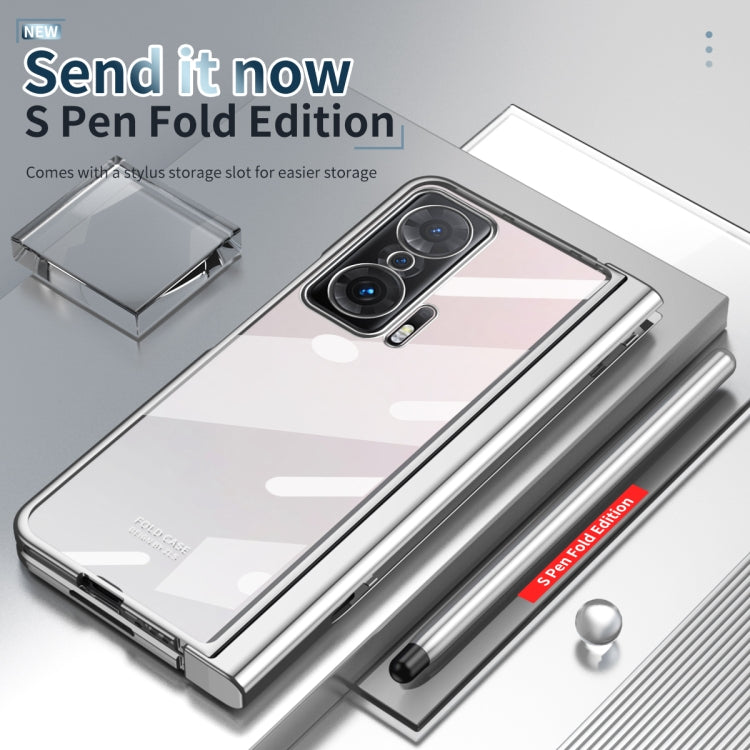 For Honor Magic V Electroplating Hinge Phone Case with Stylus(Silver) - Honor Cases by PMC TechLife | Online Shopping South Africa | PMC TechLife