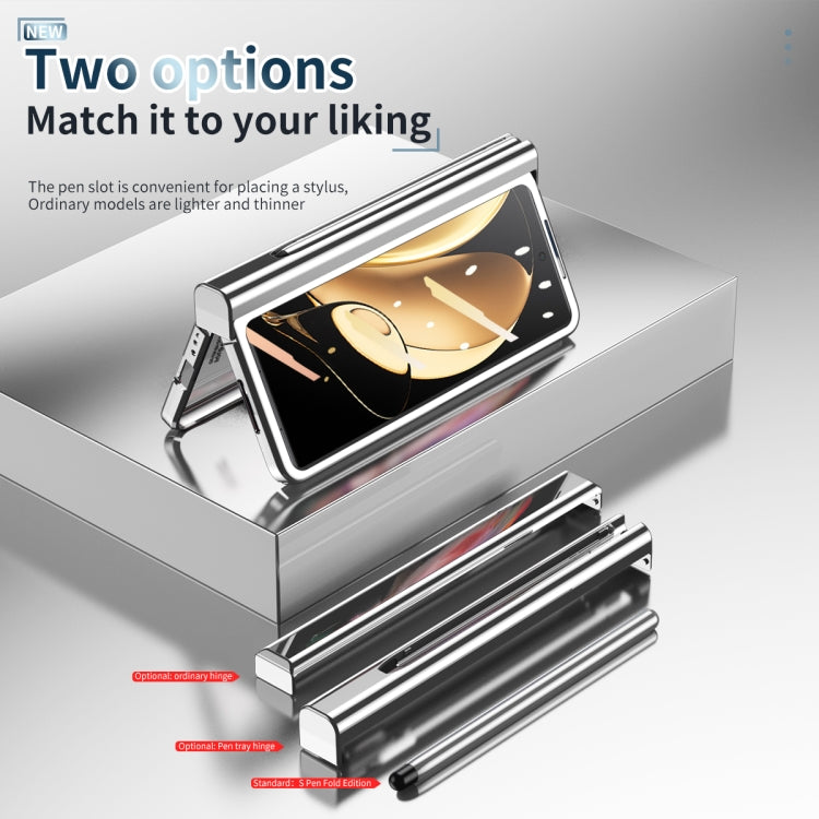 For Honor Magic V Electroplating Hinge Phone Case with Stylus(Silver) - Honor Cases by PMC TechLife | Online Shopping South Africa | PMC TechLife