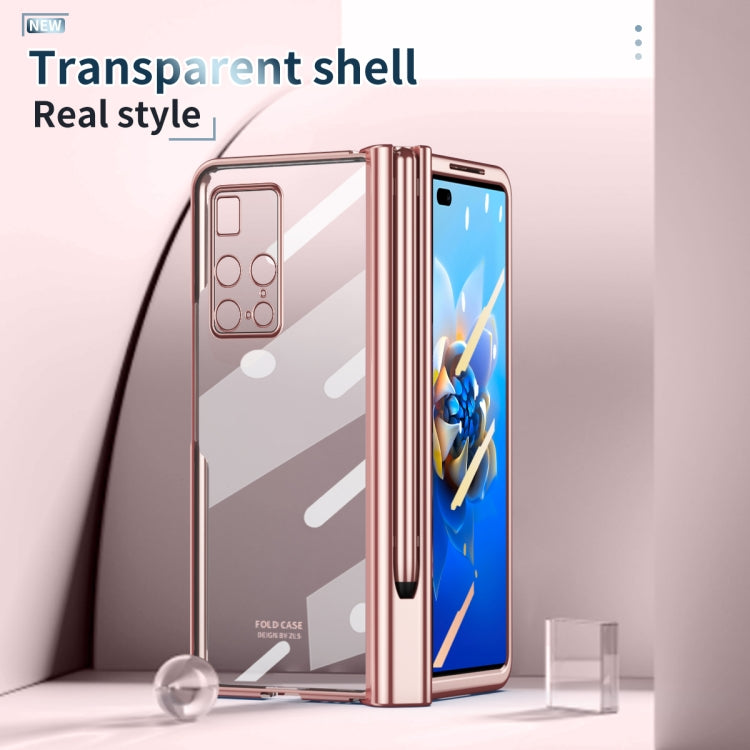 For Huawei Mate X2 Full Body Electroplating Hinge Phone Case with Stylus(Pink) - Huawei Cases by PMC TechLife | Online Shopping South Africa | PMC TechLife | Buy Now Pay Later Mobicred