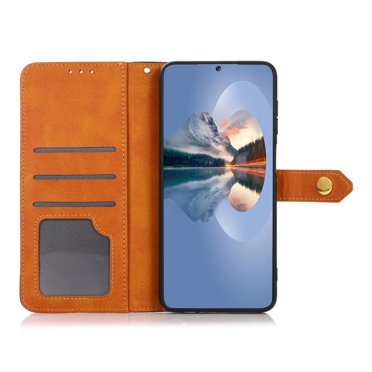 For iPhone 17 Pro KHAZNEH Dual-color Cowhide Texture Flip Leather Phone Case(Blue) - free shipping - PMc TechLife - Order now!