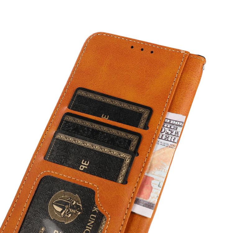 For iPhone 17 Pro KHAZNEH Dual-color Cowhide Texture Flip Leather Phone Case(Brown) - free shipping - PMc TechLife - Order now!
