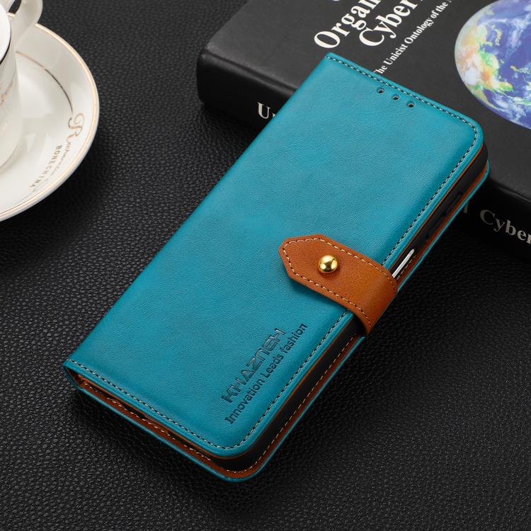 For iPhone 17 KHAZNEH Dual-color Cowhide Texture Flip Leather Phone Case(Blue) - free shipping - PMc TechLife - Order now!