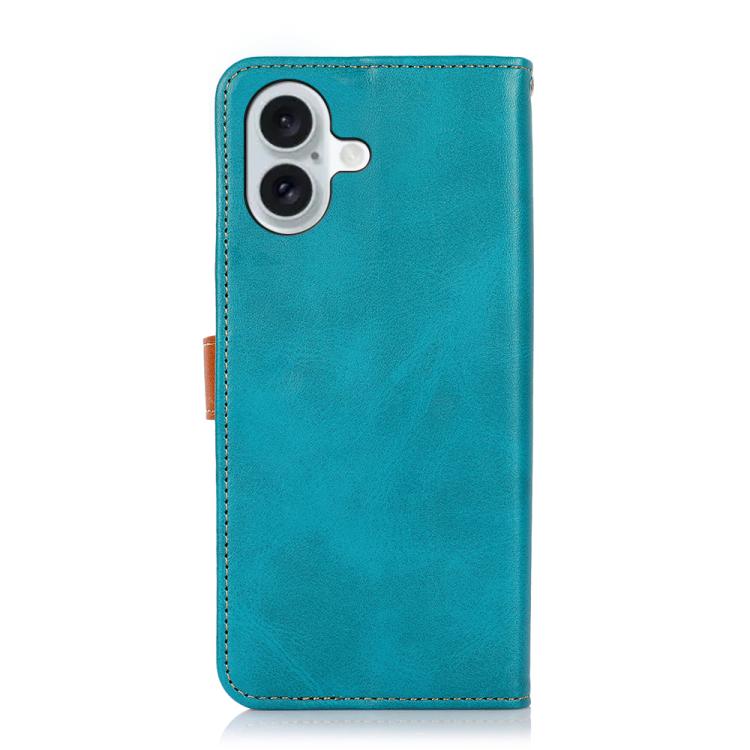 For iPhone 17 KHAZNEH Dual-color Cowhide Texture Flip Leather Phone Case(Blue) - free shipping - PMc TechLife - Order now!