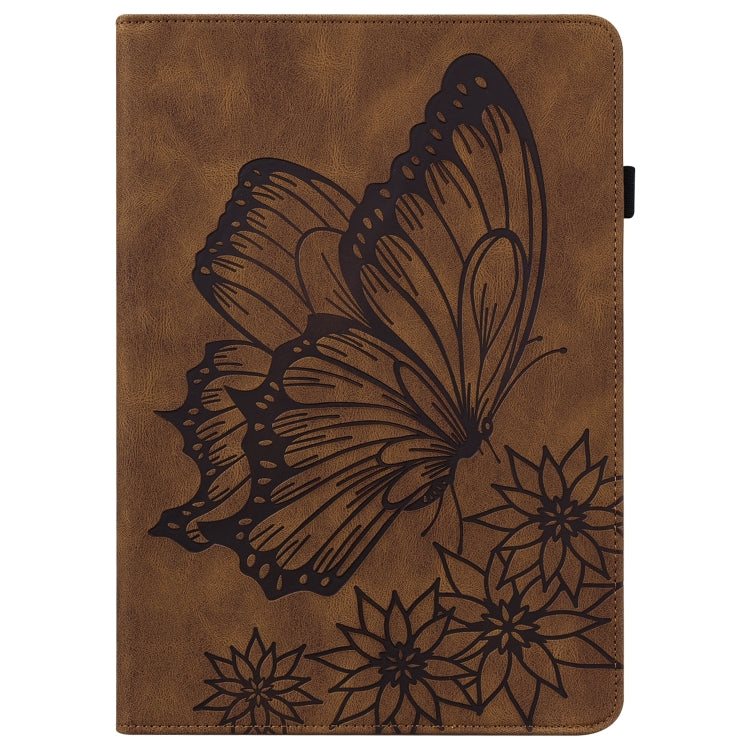 For Huawei MediaPad M5 Lite 10.1 Big Butterfly Embossed Leather Tablet Case(Brown) - Huawei by PMC TechLife | Online Shopping South Africa | PMC TechLife | Buy Now Pay Later Mobicred