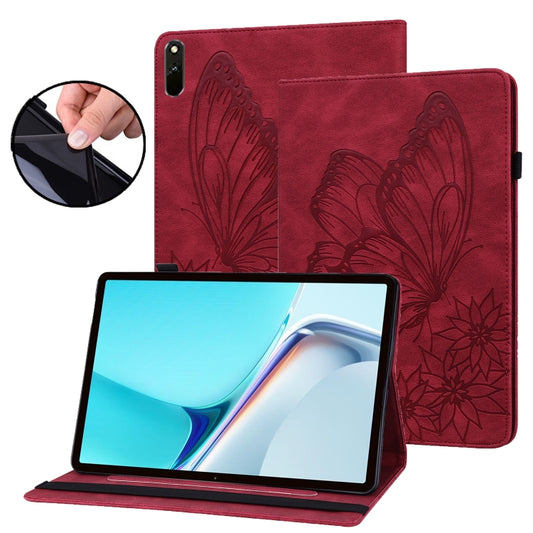 For Huawei MatePad 11 2021 Big Butterfly Embossed Leather Tablet Case(Red) - Huawei by PMC Jewellery | Online Shopping South Africa | PMC Jewellery | Buy Now Pay Later Mobicred