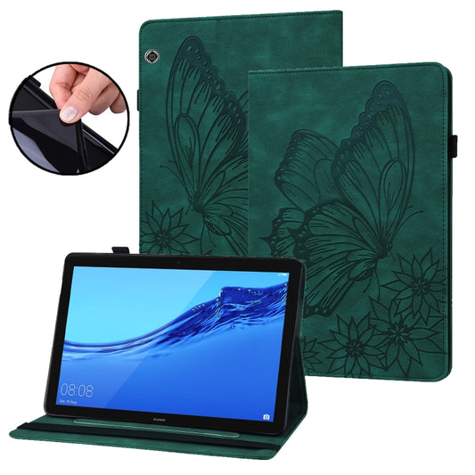 For Huawei MediaPad T3 10 Big Butterfly Embossed Leather Tablet Case(Green) - Huawei by PMC Jewellery | Online Shopping South Africa | PMC Jewellery | Buy Now Pay Later Mobicred