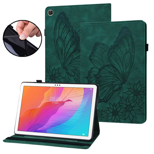 For Huawei MatePad T 10s Big Butterfly Embossed Leather Tablet Case(Green) - Huawei by PMC Jewellery | Online Shopping South Africa | PMC Jewellery | Buy Now Pay Later Mobicred