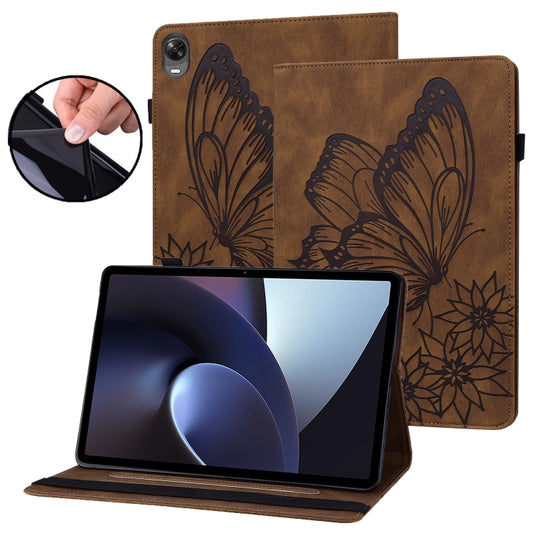 For OPPO Pad 11 inch 2022 Big Butterfly Embossed Leather Tablet Case(Brown) - OPPO by PMC Jewellery | Online Shopping South Africa | PMC Jewellery | Buy Now Pay Later Mobicred