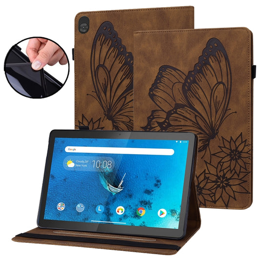 For Lenovo Tab M10 X505L Big Butterfly Embossed Leather Tablet Case(Brown) - Lenovo by PMC Jewellery | Online Shopping South Africa | PMC Jewellery | Buy Now Pay Later Mobicred