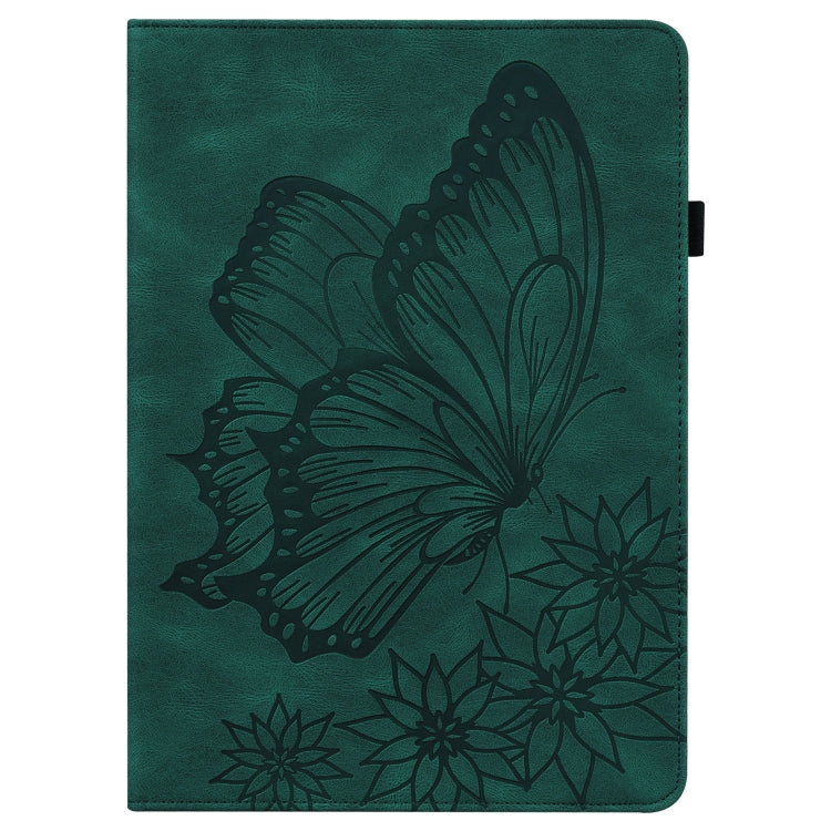 For Lenovo M10 Plus X606F Big Butterfly Embossed Leather Tablet Case(Green) - Lenovo by PMC TechLife | Online Shopping South Africa | PMC TechLife | Buy Now Pay Later Mobicred