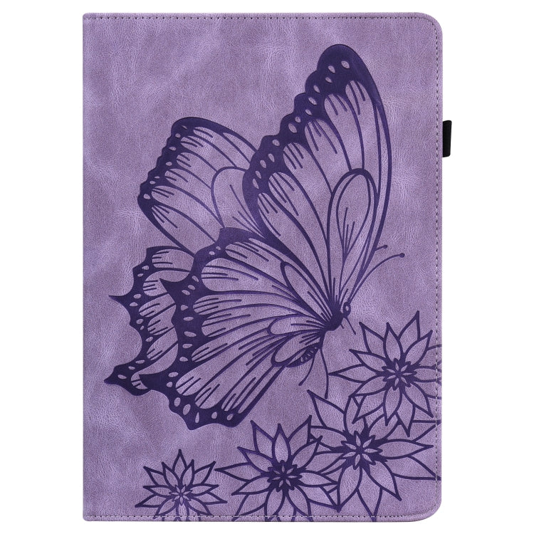 For Lenovo M10 Plus X606F Big Butterfly Embossed Leather Tablet Case(Purple) - Lenovo by PMC TechLife | Online Shopping South Africa | PMC TechLife | Buy Now Pay Later Mobicred