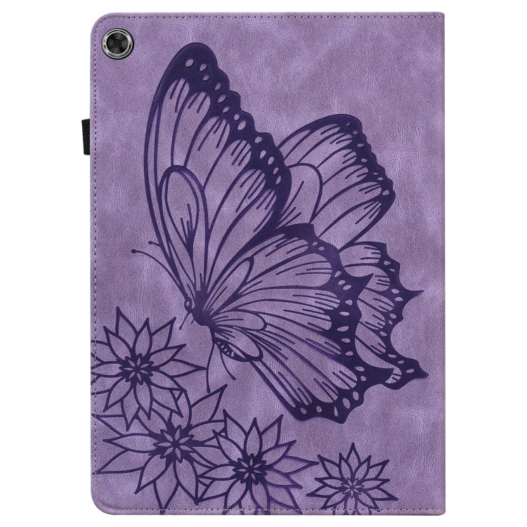 For Lenovo M10 Plus X606F Big Butterfly Embossed Leather Tablet Case(Purple) - Lenovo by PMC TechLife | Online Shopping South Africa | PMC TechLife | Buy Now Pay Later Mobicred