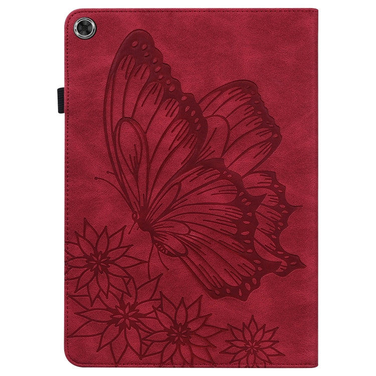 For Lenovo M10 Plus X606F Big Butterfly Embossed Leather Tablet Case(Red) - Lenovo by PMC TechLife | Online Shopping South Africa | PMC TechLife | Buy Now Pay Later Mobicred