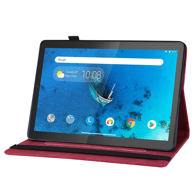 For Lenovo M10 Plus X606F Big Butterfly Embossed Leather Tablet Case(Red) - Lenovo by PMC TechLife | Online Shopping South Africa | PMC TechLife | Buy Now Pay Later Mobicred
