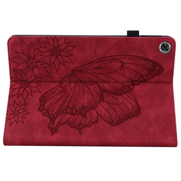 For Lenovo M10 Plus X606F Big Butterfly Embossed Leather Tablet Case(Red) - Lenovo by PMC TechLife | Online Shopping South Africa | PMC TechLife | Buy Now Pay Later Mobicred