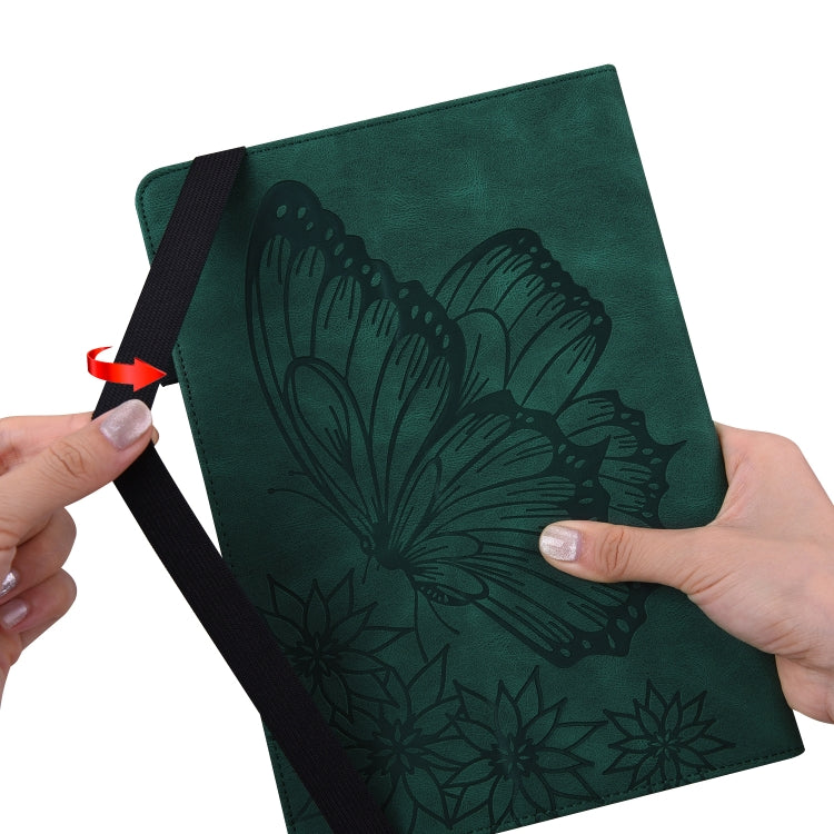 For Amazon Kindle Fire HD 10 2019 / 2017 Big Butterfly Embossed Smart Leather Tablet Case(Green) - Amazon by PMC TechLife | Online Shopping South Africa | PMC TechLife | Buy Now Pay Later Mobicred