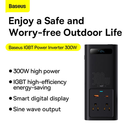 Baseus BS-CI30-01 300W IGBT Power Inverter 110V US/JP(Black) - Pure Sine Wave by Baseus | Online Shopping South Africa | PMC Jewellery | Buy Now Pay Later Mobicred