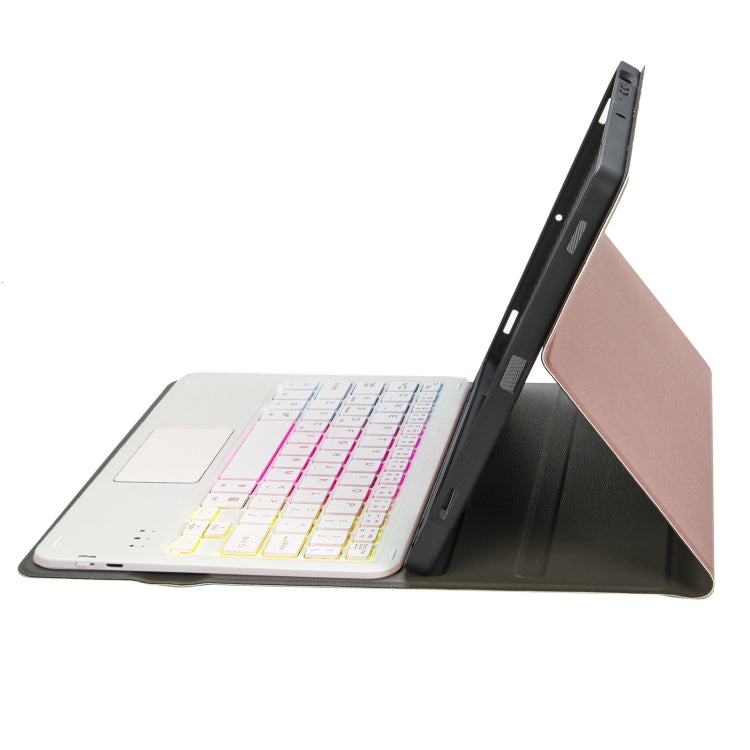 For Samsung Galaxy Tab S6 Lite A610B-AS Lambskin Texture Backlight Bluetooth Keyboard Leather Tablet Case(Rose Gold) - Samsung Keyboard by PMC TechLife | Online Shopping South Africa | PMC TechLife