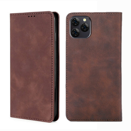 For Blackview A95 Skin Feel Magnetic Horizontal Flip Leather Phone Case(Dark Brown) - More Brand by PMC Jewellery | Online Shopping South Africa | PMC Jewellery | Buy Now Pay Later Mobicred