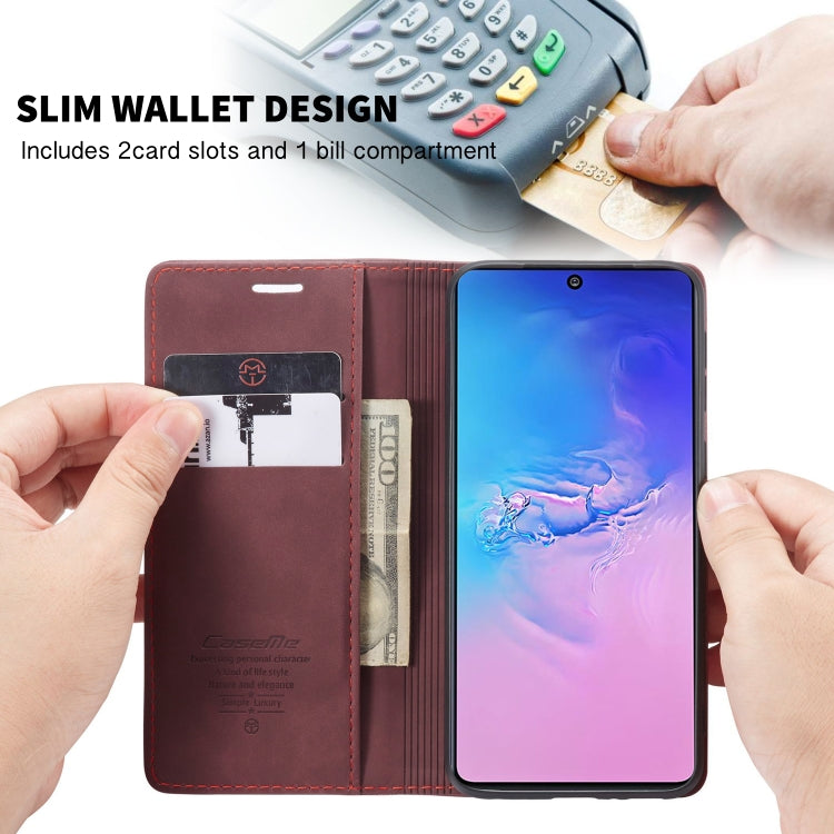 For Galaxy A91 / S10 Lite CaseMe Multifunctional Horizontal Flip Leather Case, with Card Slot & Holder & Wallet(Wine Red) - Galaxy Phone Cases by CaseMe | Online Shopping South Africa | PMC Jewellery | Buy Now Pay Later Mobicred