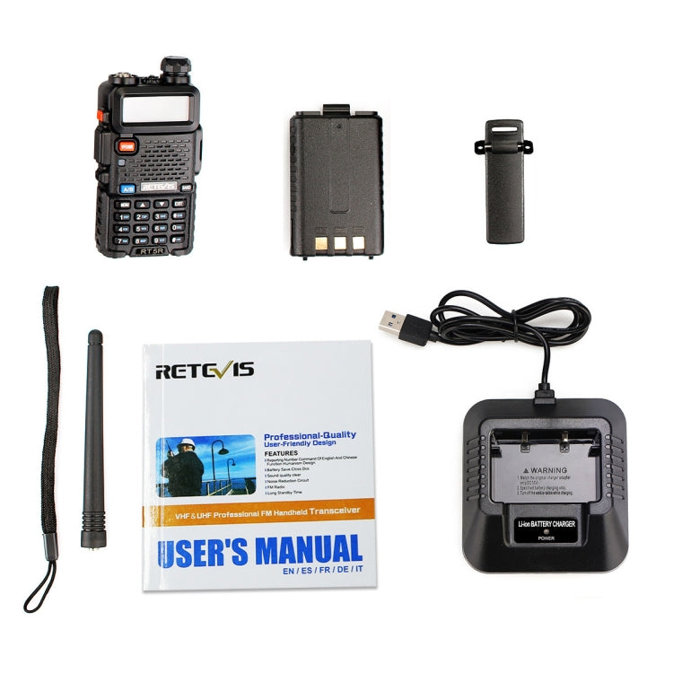 RETEVIS RT5R EU Frequency 144-146MHz & 430-440MHz Handheld Two Way Radio Walkie Talkie(Black) - Handheld Walkie Talkie by RETEVIS | Online Shopping South Africa | PMC Jewellery | Buy Now Pay Later Mobicred