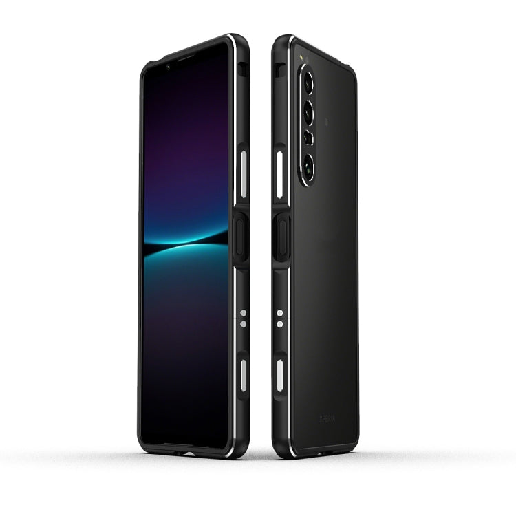 For Sony Xperia 1 IV Aurora Series Lens Protector + Metal Frame Protective Phone Case(Black Silver) - Sony Cases by PMC TechLife | Online Shopping South Africa | PMC TechLife | Buy Now Pay Later Mobicred