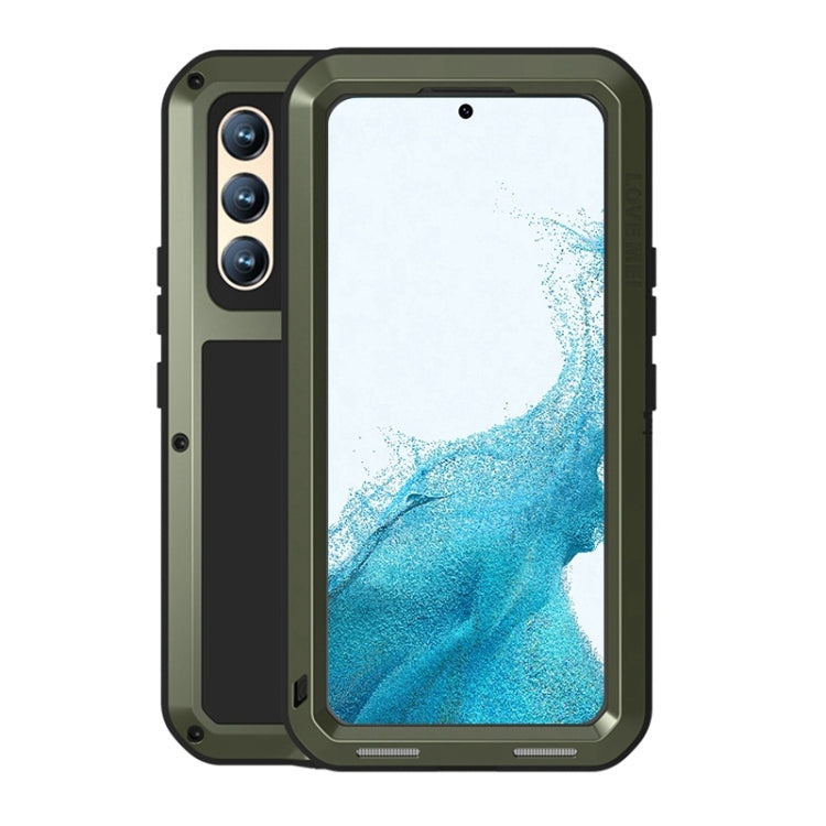 For Samsung Galaxy S22+ LOVE MEI Metal Shockproof Waterproof Dustproof Protective Phone Case with Glass(Army Green) - Galaxy S22+ 5G Cases by LOVE MEI | Online Shopping South Africa | PMC Jewellery | Buy Now Pay Later Mobicred