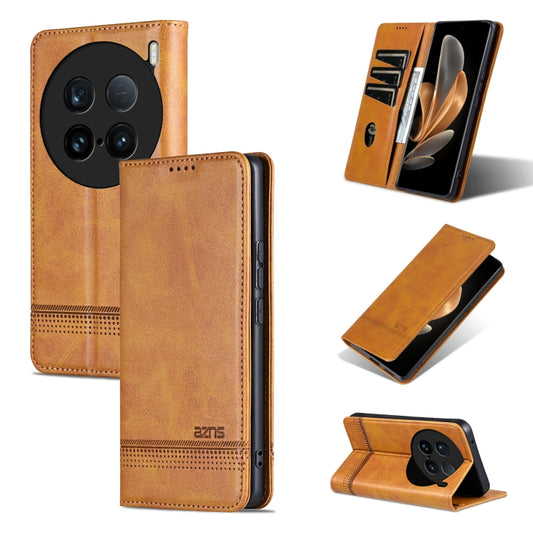 For vivo X100 Ultra AZNS Magnetic Calf Texture Leather Phone Case(Light Brown) - vivo Cases by AZNS | Online Shopping South Africa | PMC Jewellery | Buy Now Pay Later Mobicred