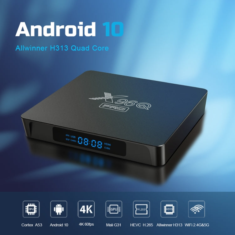 X96Q PRO 4K Smart TV BOX Android 10.0 Media Player, Allwinner H313 Quad Core ARM Cortex A53, RAM: 1GB, ROM: 8GB, Plug Type:UK Plug - Others by PMC Jewellery | Online Shopping South Africa | PMC Jewellery | Buy Now Pay Later Mobicred