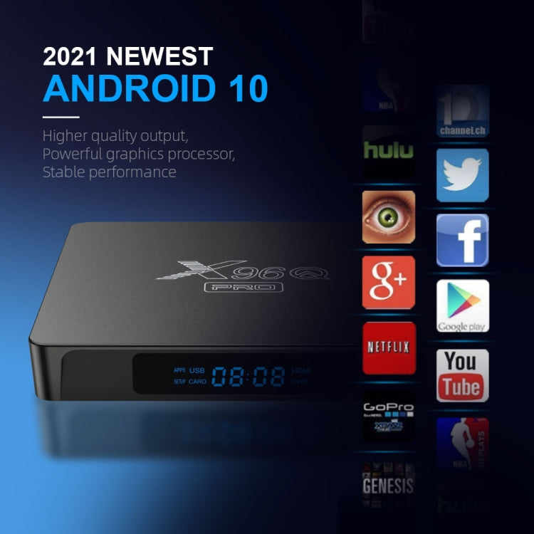 X96Q PRO 4K Smart TV BOX Android 10.0 Media Player, Allwinner H313 Quad Core ARM Cortex A53, RAM: 2GB, ROM: 16GB, Plug Type:EU Plug - Others by PMC Jewellery | Online Shopping South Africa | PMC Jewellery | Buy Now Pay Later Mobicred