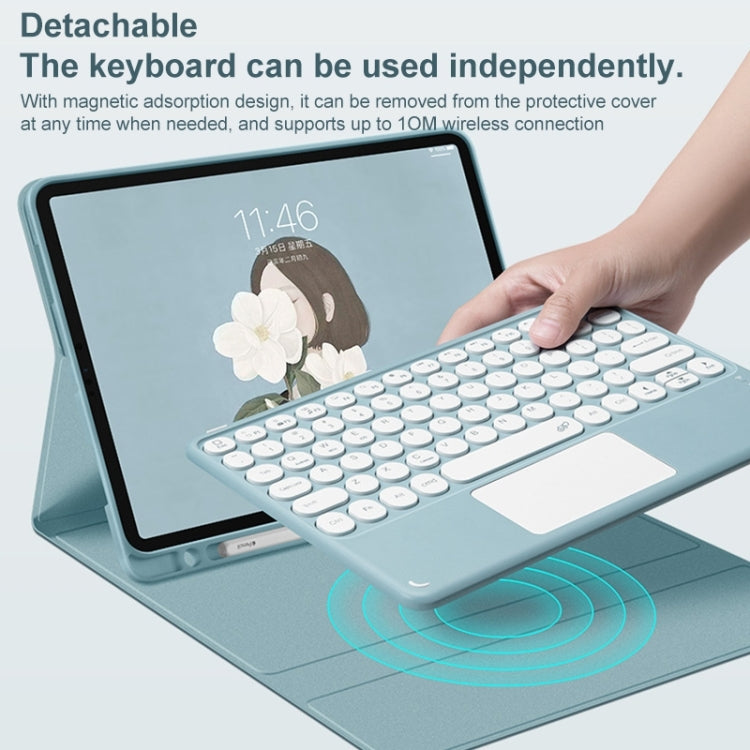 Round Cap Bluetooth Keyboard Leather Case with Pen Slot & Touchpad For Samsung Galaxy Tab A7 10.4 2020(Blue) - Samsung Keyboard by PMC TechLife | Online Shopping South Africa | PMC TechLife