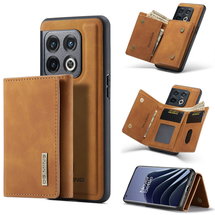 For OnePlus 10 Pro DG.MING M1 Series 3-Fold Multi Card Wallet + Magnetic Phone Case(Brown) - OnePlus Cases by DG.MING | Online Shopping South Africa | PMC TechLife | Buy Now Pay Later Mobicred