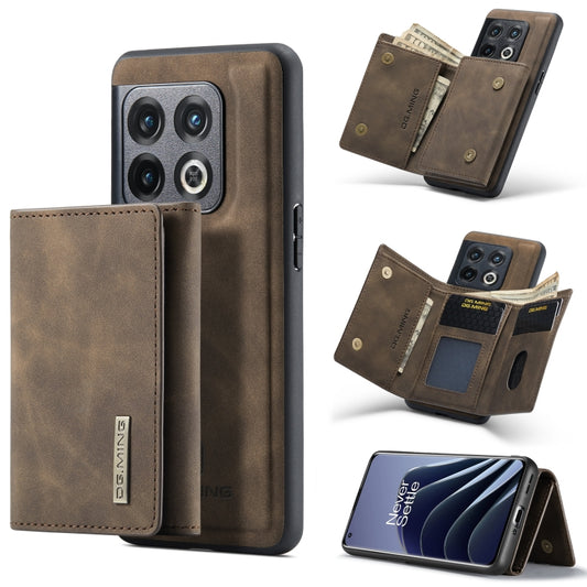 For OnePlus 10 Pro DG.MING M1 Series 3-Fold Multi Card Wallet + Magnetic Phone Case(Coffee) - OnePlus Cases by DG.MING | Online Shopping South Africa | PMC Jewellery | Buy Now Pay Later Mobicred