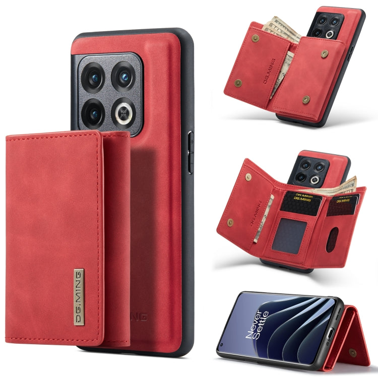 For OnePlus 10 Pro DG.MING M1 Series 3-Fold Multi Card Wallet + Magnetic Phone Case(Red) - OnePlus Cases by DG.MING | Online Shopping South Africa | PMC TechLife | Buy Now Pay Later Mobicred