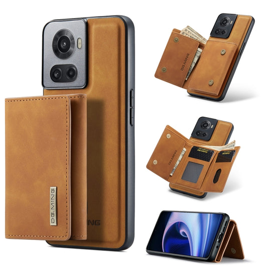 For OnePlus Ace/10R DG.MING M1 Series 3-Fold Multi Card Wallet + Magnetic Phone Case(Brown) - OnePlus Cases by DG.MING | Online Shopping South Africa | PMC Jewellery | Buy Now Pay Later Mobicred