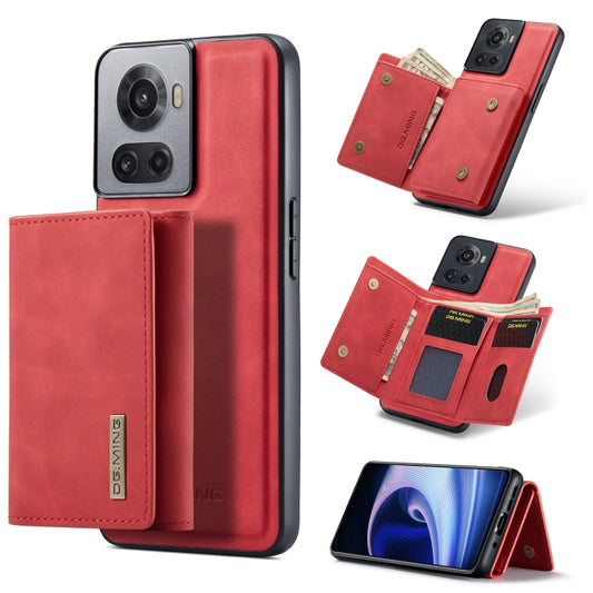 For OnePlus Ace/10R DG.MING M1 Series 3-Fold Multi Card Wallet + Magnetic Phone Case(Red) - OnePlus Cases by DG.MING | Online Shopping South Africa | PMC Jewellery | Buy Now Pay Later Mobicred