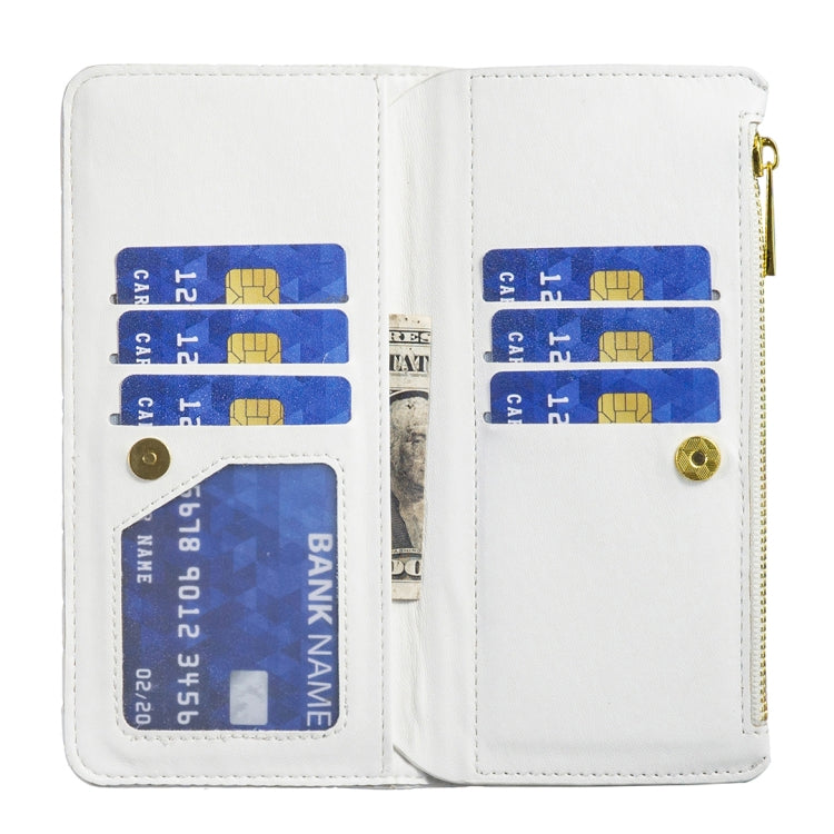 For OPPO A74 5G / A93 5G / A54 5G Diamond Lattice Zipper Wallet Leather Flip Phone Case(White) - OPPO Cases by PMC Jewellery | Online Shopping South Africa | PMC Jewellery