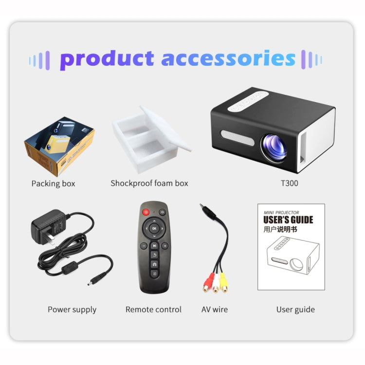 T300 25ANSI LED Portable Home Multimedia Game Projector, Plug Type:UK Plug(Black) - free shipping - PMC TechLife - Order now!