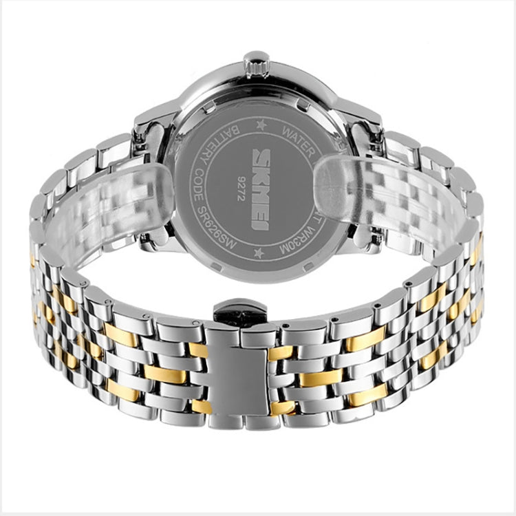 SKMEI 9272 Stainless Steel Buckle Strap Waterproof Quartz Watch Man(Silver Shell Black Surface) - free shipping - PMC TechLife - Order now!