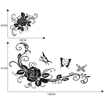 2 PCS/Set D-72 Butterfly Love Flower Pattern Car Modified Decorative Sticker(Black) - Decorative Sticker by PMC Jewellery | Online Shopping South Africa | PMC Jewellery | Buy Now Pay Later Mobicred