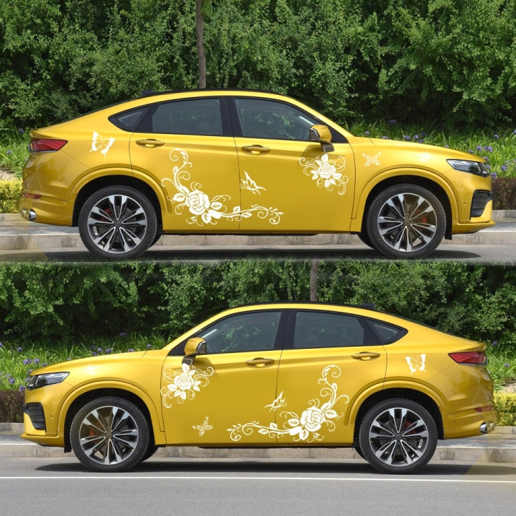2 PCS/Set D-72 Butterfly Love Flower Pattern Car Modified Decorative Sticker(White) - Decorative Sticker by PMC TechLife | Online Shopping South Africa | PMC TechLife | Buy Now Pay Later Mobicred