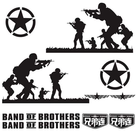 2 PCS/Set D-135 Band of Brothers Pattern Car Modified Decorative Sticker(Black) - Decorative Sticker by PMC Jewellery | Online Shopping South Africa | PMC Jewellery | Buy Now Pay Later Mobicred