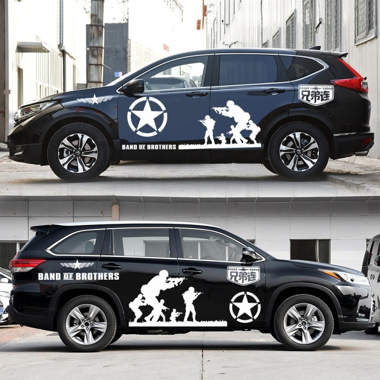 2 PCS/Set D-135 Band of Brothers Pattern Car Modified Decorative Sticker(White) - free shipping - PMC TechLife - Order now!