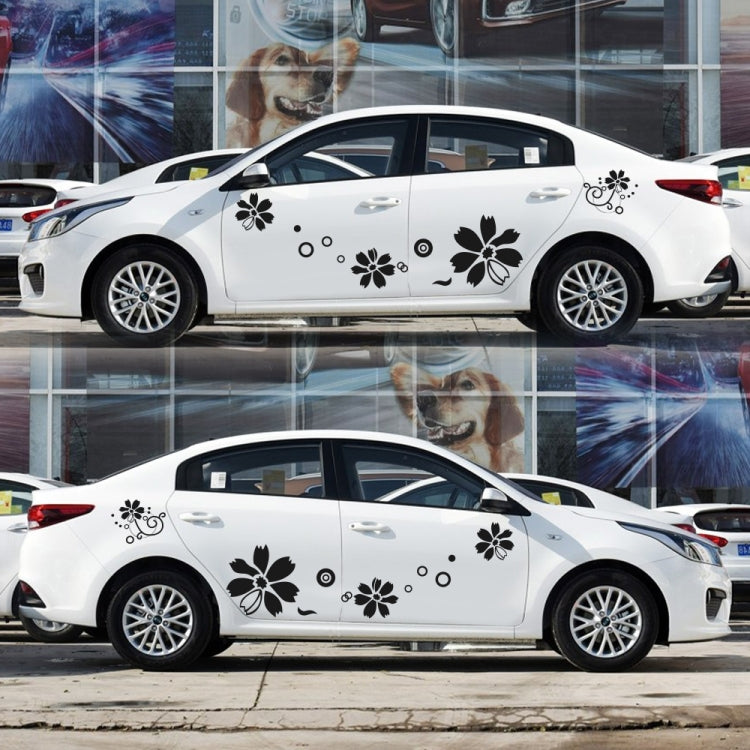 2 PCS/Set D-510 Flowers Pattern Car Modified Decorative Sticker(Black) - free shipping - PMC Jewellery - Order now!