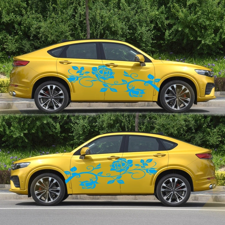 2 PCS/Set D-545 Rose Pattern Car Modified Decorative Sticker(Blue) - free shipping - PMC TechLife - Order now!